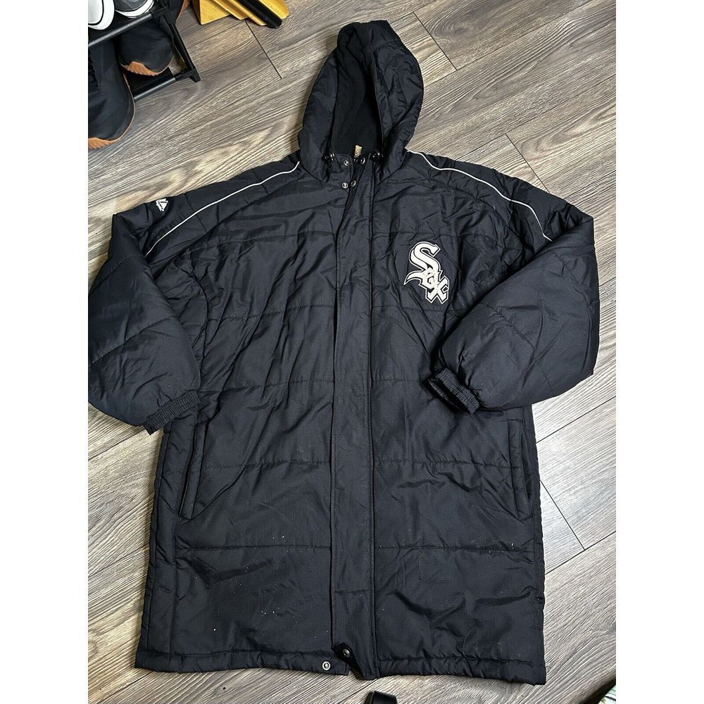 Vintage Chicago White Sox Parka Jacket Men's XXL Black Hood Auth Coll Majestic